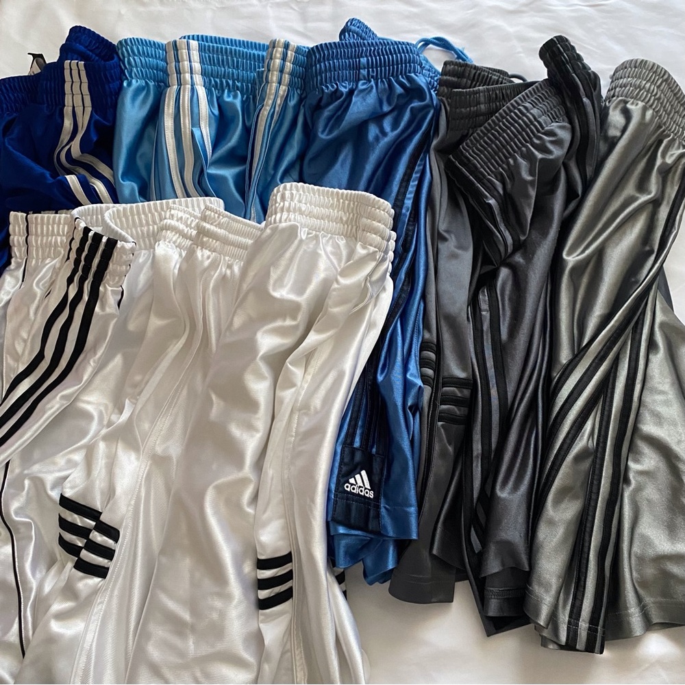 12 Adidas shiny basketball shorts